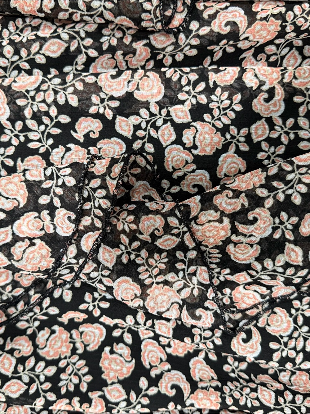 Floral Cold-Shoulder Maxi Skirt - Black/Pink Boho Cottagecore Set - Picture 5 of 7